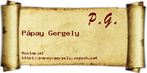 Pápay Gergely névjegykártya